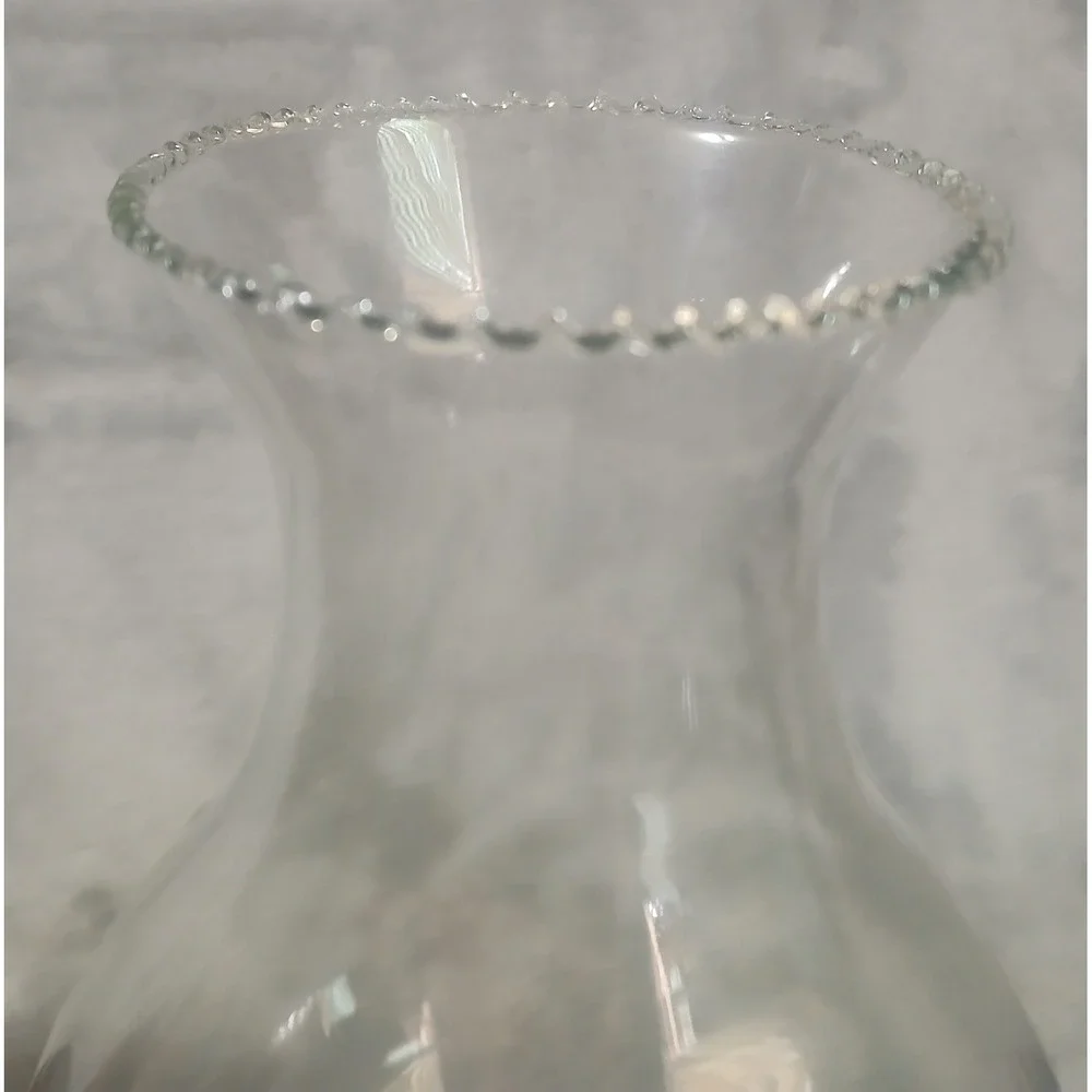 Vtg Copper Brass Candle Holder Lamp w/ Glass Chimney Finger Loop Handle Embossed